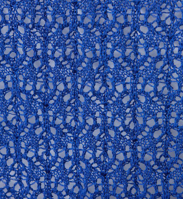  「【二の腕カバー】透かし編ニットポロワンピース」|ワンピース|