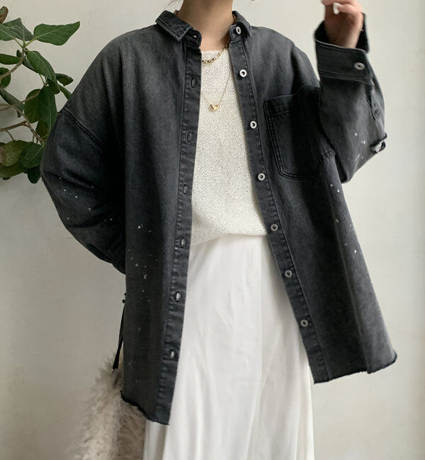  「【新色追加】ダメージデニムシャツ」|シャツ・ブラウス|