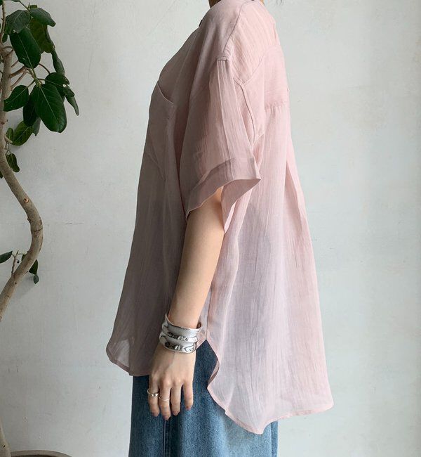  「リヨセルリネン半袖VVシャツ」|シャツ・ブラウス|