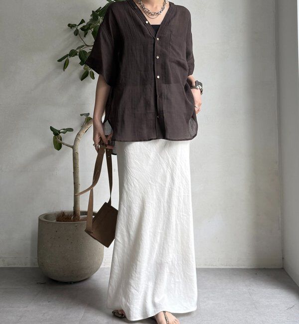  「リヨセルリネン半袖VVシャツ」|シャツ・ブラウス|