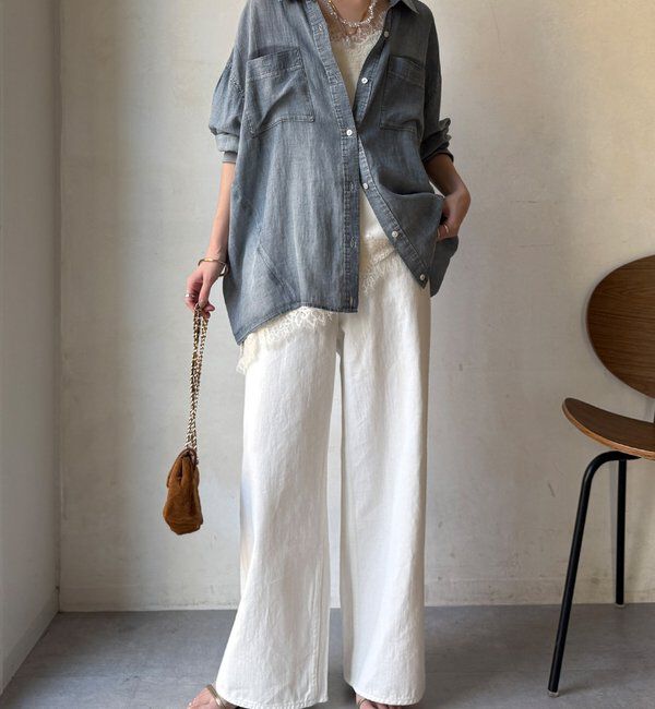  「袖リブシアーデニムシャツ」|シャツ・ブラウス|