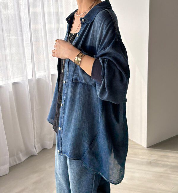  「袖リブシアーデニムシャツ」|シャツ・ブラウス|