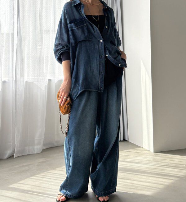  「袖リブシアーデニムシャツ」|シャツ・ブラウス|