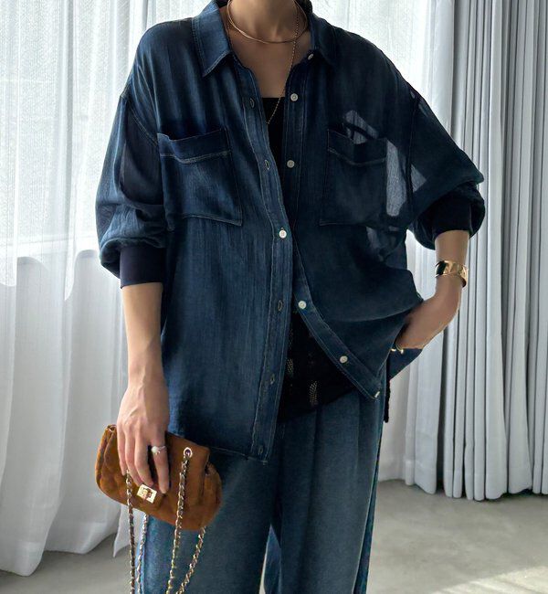  「袖リブシアーデニムシャツ」|シャツ・ブラウス|