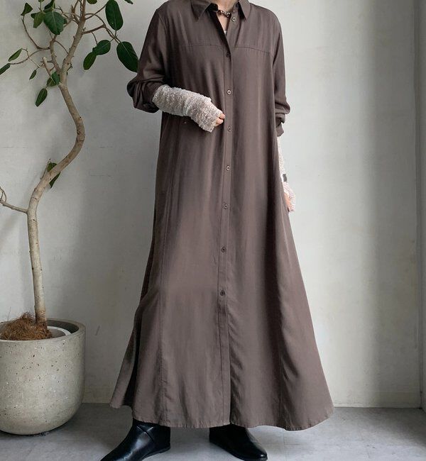  「リヨセルツイルロングシャツワンピース」|ワンピース|
