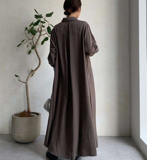  「リヨセルツイルロングシャツワンピース」|ワンピース|