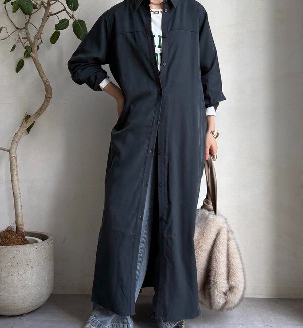  「リヨセルツイルロングシャツワンピース」|ワンピース|