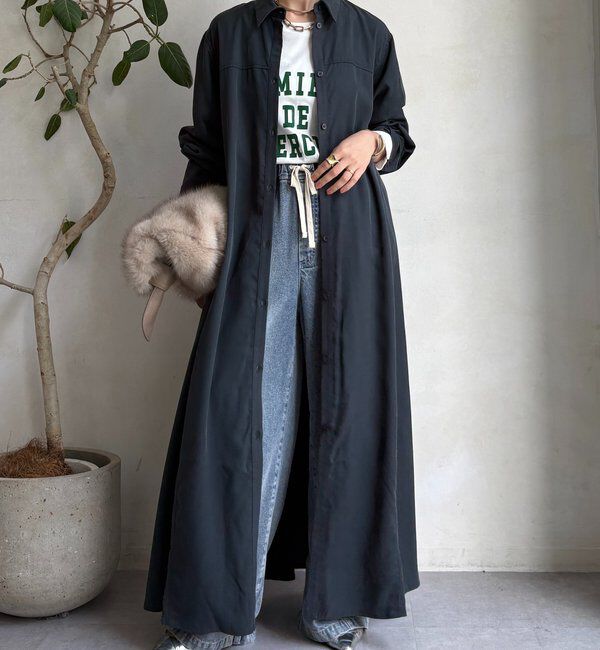  「リヨセルツイルロングシャツワンピース」|ワンピース|