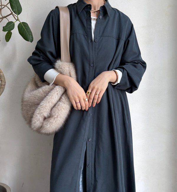  「リヨセルツイルロングシャツワンピース」|ワンピース|
