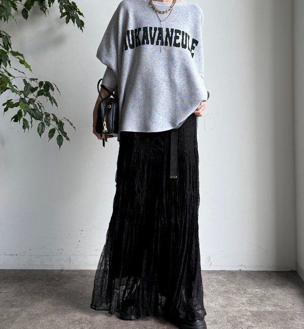  「インターシャロゴポンチョニット」|ニット・セーター|