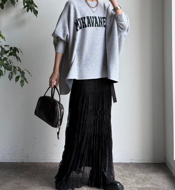  「インターシャロゴポンチョニット」|ニット・セーター|