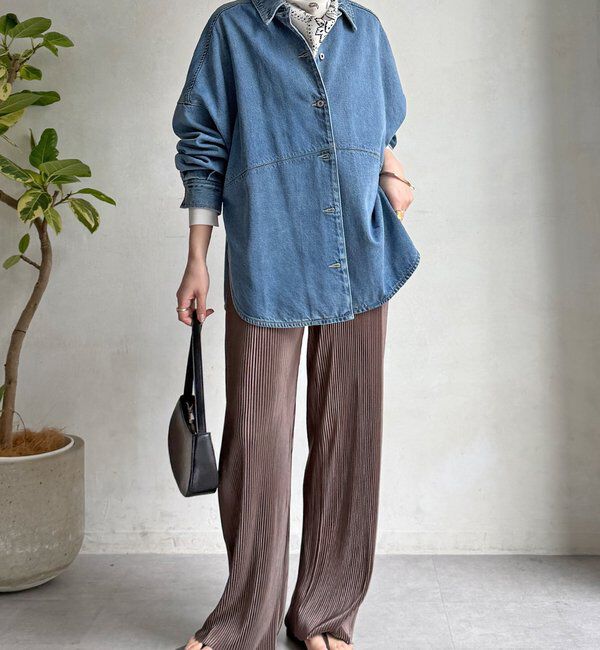  「【WEB限定】アコーディオン楊柳イージーパンツ」|チノ|