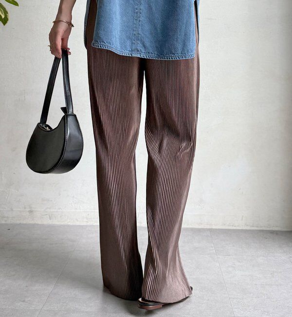  「【WEB限定】アコーディオン楊柳イージーパンツ」|チノ|