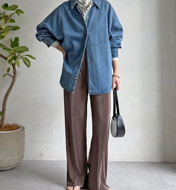  「【WEB限定】アコーディオン楊柳イージーパンツ」|チノ|