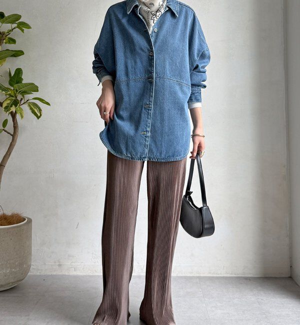  「【WEB限定】アコーディオン楊柳イージーパンツ」|チノ|