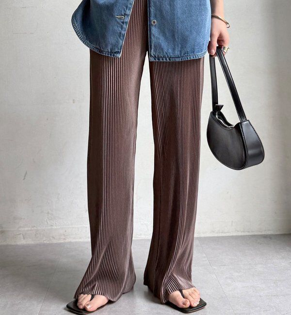  「【WEB限定】アコーディオン楊柳イージーパンツ」|チノ|