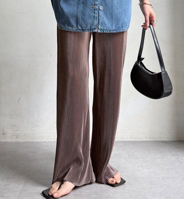  「【WEB限定】アコーディオン楊柳イージーパンツ」|チノ|