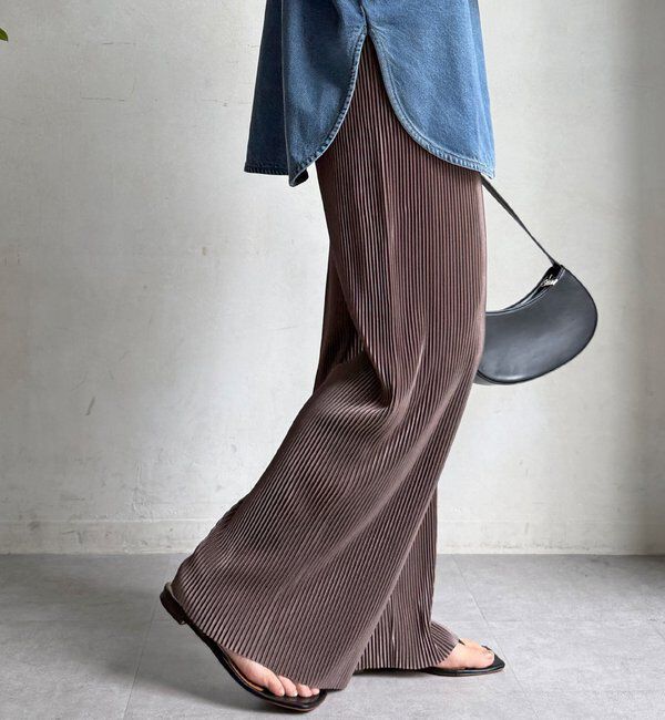  「【WEB限定】アコーディオン楊柳イージーパンツ」|チノ|