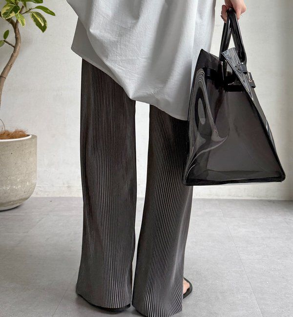  「【WEB限定】アコーディオン楊柳イージーパンツ」|チノ|