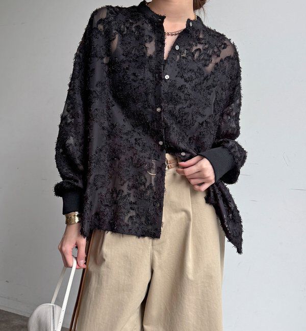  「【WEB限定】フリンジシアーシャツ」|シャツ・ブラウス|ブラック