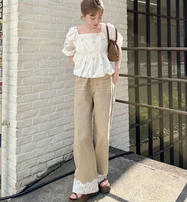  「【花柄&無地】フラワーバルーンブラウス」|シャツ・ブラウス|