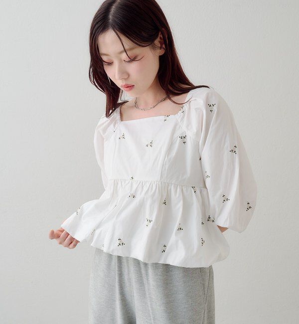  「【花柄&無地】フラワーバルーンブラウス」|シャツ・ブラウス|
