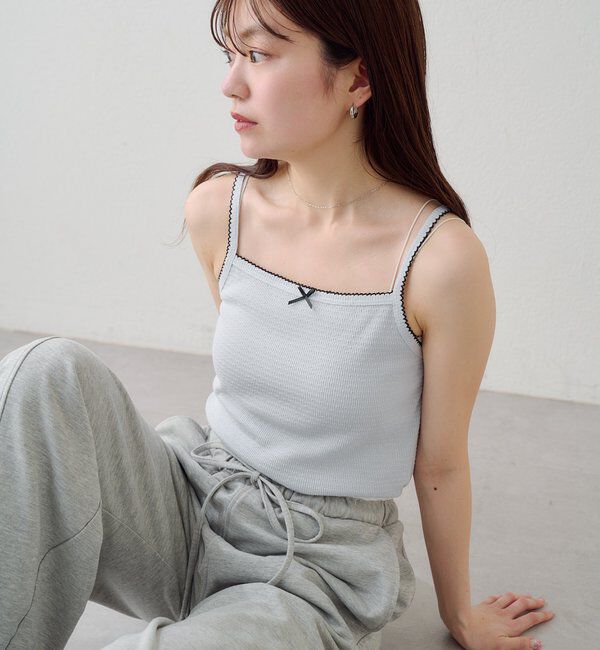  「ピコリボンキャミ」|キャミソール|サックスブルー