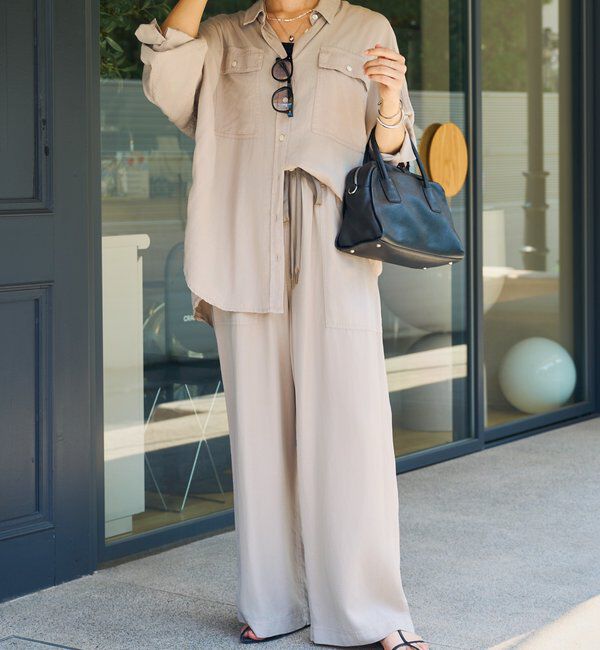  「【セットアップ可能】ガーメントダイワイドパンツ」|チノ|