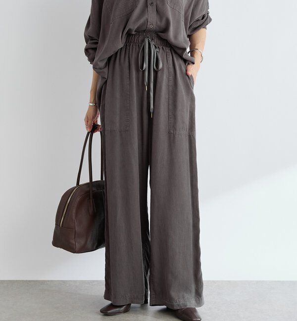  「【セットアップ可能】ガーメントダイワイドパンツ」|チノ|