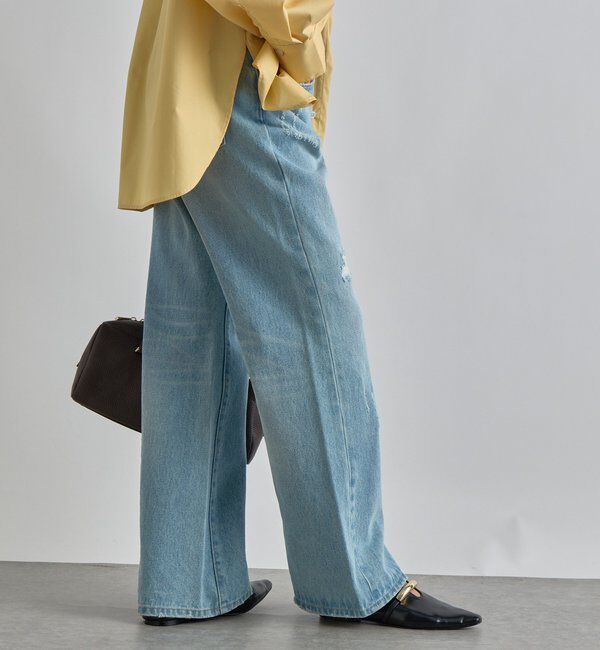  「【MONN.:.(モン)】セミフレアリペアデニム」|デニム|