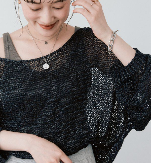  「予約【ご好評につき新色追加！】テープヤーンボートネックニット」|ニット・セーター|ブラック