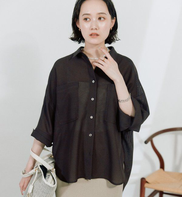  「【上品な透け感】メッシュドルマンシャツ」|シャツ・ブラウス|