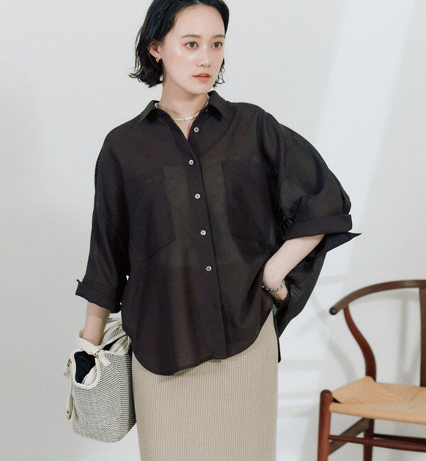  「【上品な透け感】メッシュドルマンシャツ」|シャツ・ブラウス|