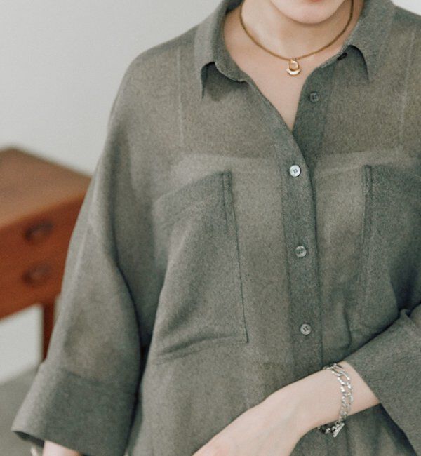  「【上品な透け感】メッシュドルマンシャツ」|シャツ・ブラウス|グレー