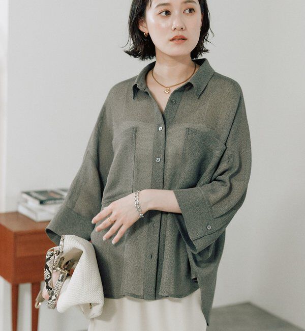  「【上品な透け感】メッシュドルマンシャツ」|シャツ・ブラウス|