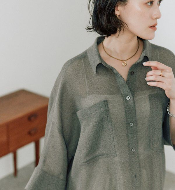  「【上品な透け感】メッシュドルマンシャツ」|シャツ・ブラウス|