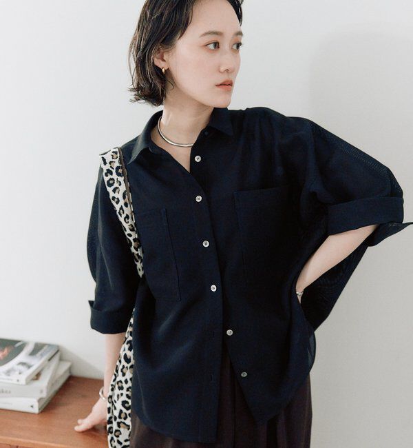  「【上品な透け感】メッシュドルマンシャツ」|シャツ・ブラウス|