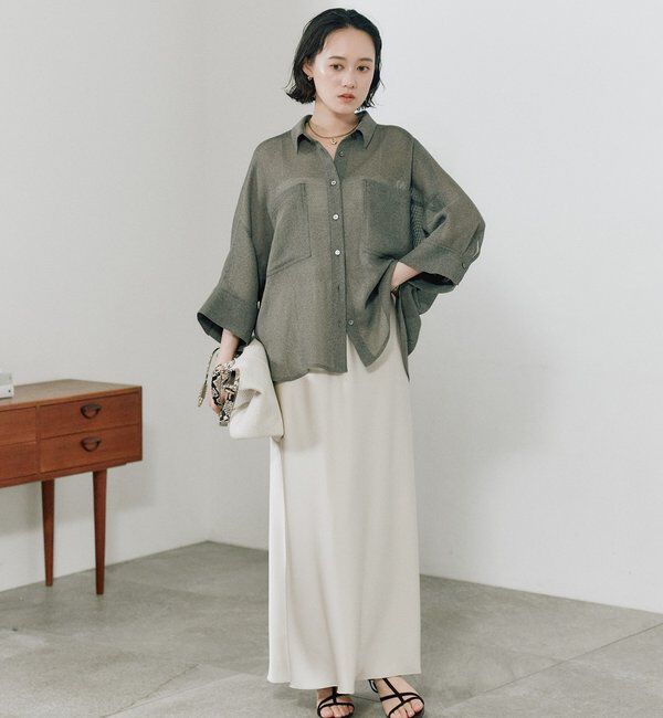  「【ストレスフリーな履き心地】バイアスサテンナロースカート」|スカート|