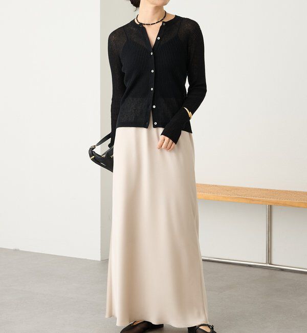  「【ストレスフリーな履き心地】バイアスサテンナロースカート」|スカート|