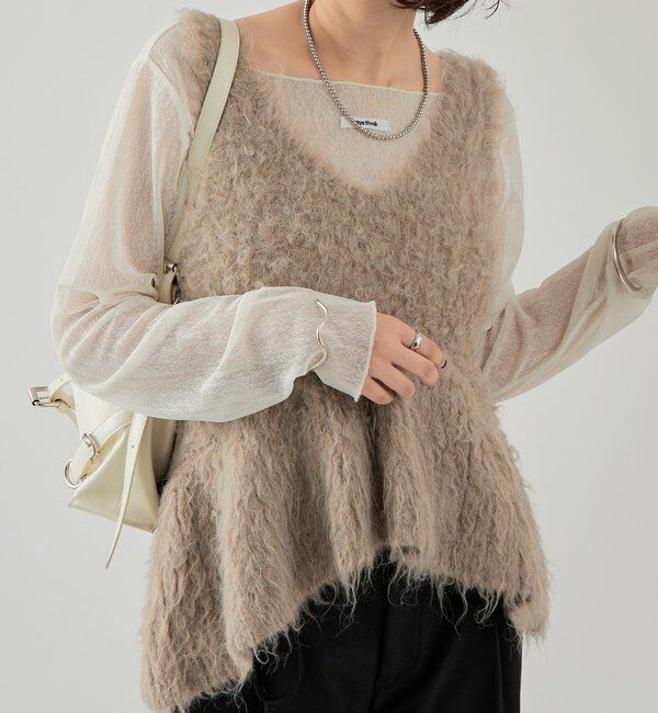  「シャギーニット ペプラムベスト」|ニット・セーター|