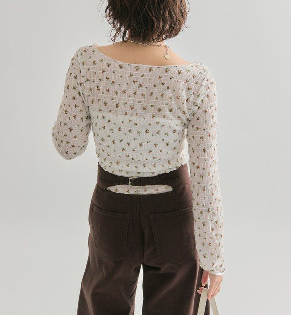  「小花シャーリングTシャツ」|Tシャツ・カットソー|