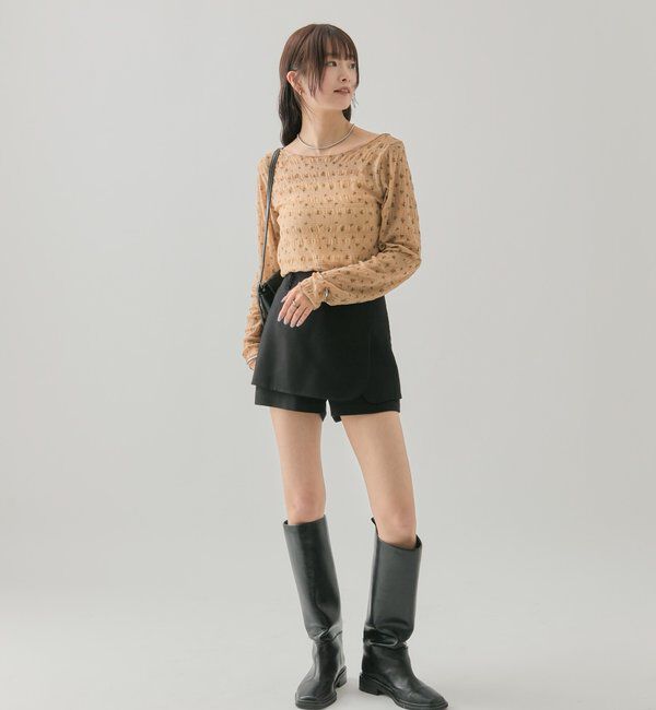  「小花シャーリングTシャツ」|Tシャツ・カットソー|