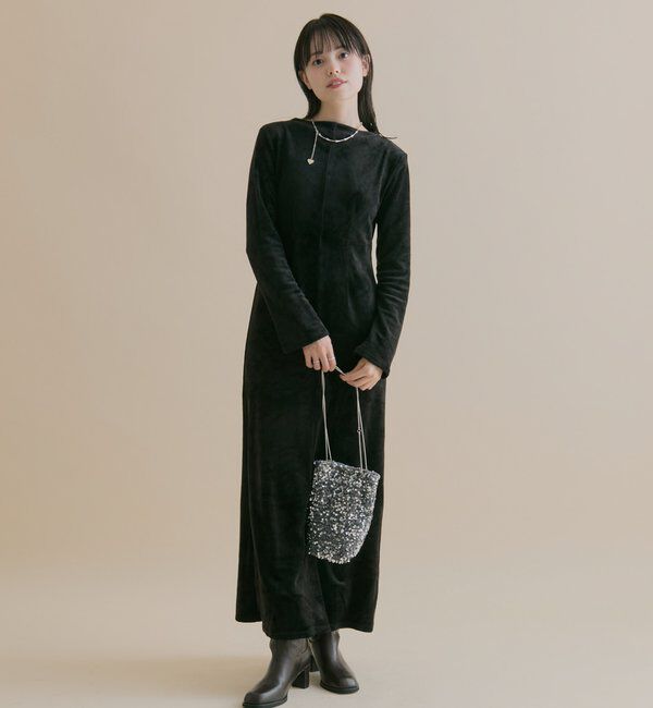  「[森川企画]バックオープンベロアワンピース」|ワンピース|