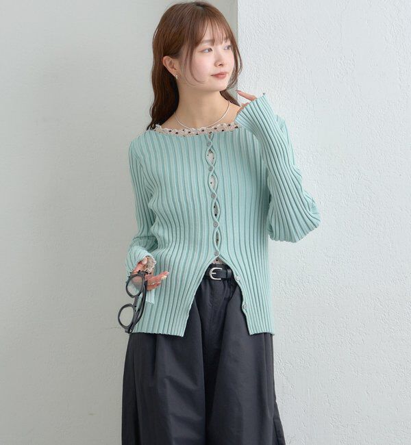  「ラウンドスリットリブカーディガン」|カーディガン|