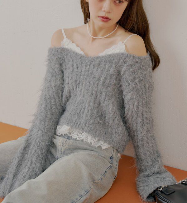  「レースドッキングシャギーニット」|ニット・セーター|