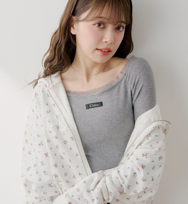  「カップ付きレースコンパクトトップス」|Tシャツ・カットソー|