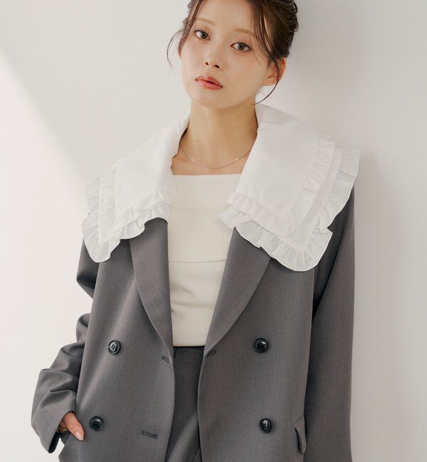  「【SALON by Chico】襟取り外しダブルフリルジャケット」|その他|