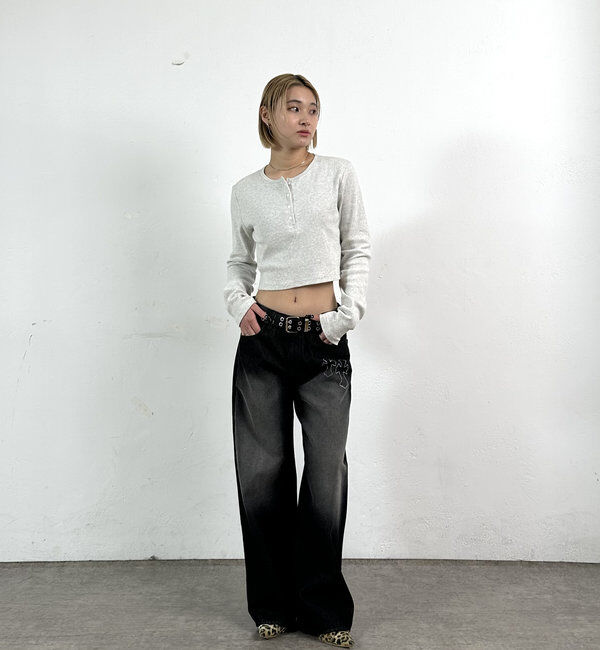  「【SLOPPY/スロッピー】ラインストーンローライズデニム」|デニム|