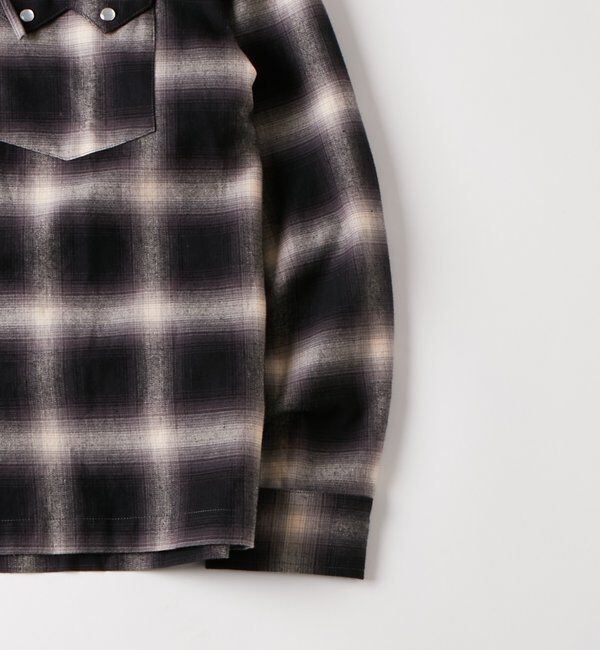  「【UNISEX】Sourcreamウエスタンオンブレチェックフードシャツ」|シャツ・ブラウス|