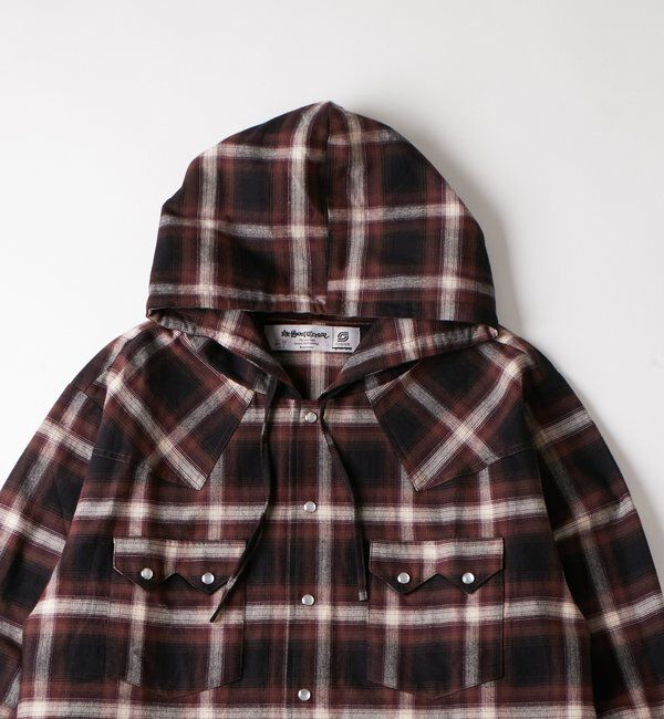  「【UNISEX】Sourcreamウエスタンオンブレチェックフードシャツ」|シャツ・ブラウス|